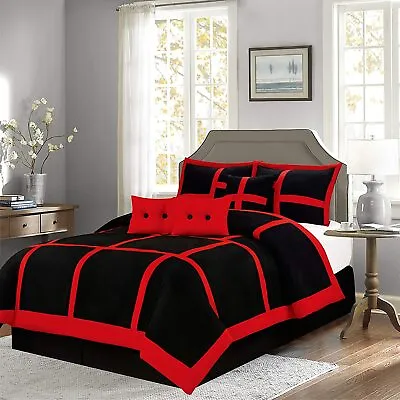 Empire Home Red And Black Dawn 7-piece Soft Winter Bedding Suede Comforter Set  • $86.99