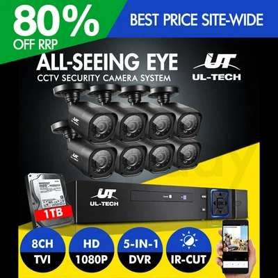 $395.95 • Buy UL-tech CCTV Camera Home Security System 8CH DVR 1080P 1TB Hard Drive Outdoor