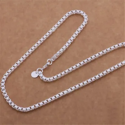 `20  Mens Womens 925 Sterling Silver 4mm Square Box Link Chain Necklace #N245 • $10.99