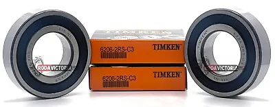 (2 PACK) TIMKEN 6206 2RS C3 DEEP GROOVE BALL BEARING RUBBER SEALED 30x62x16 Mm • $20