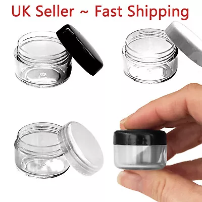 5ml Deep Fill / 8ml Round Plastic Storage Pot Jar Sample Cosmetic Travel JH • £3.43