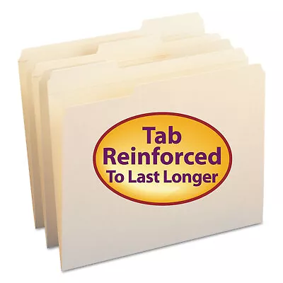 Smead File Folders 1/3 Cut Assorted Reinforced Top Tab Letter Manila 100/Box • $27.36