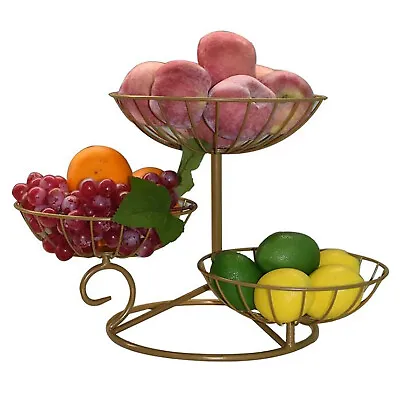 3-Tier Fruit Plate Rack Vintage Metal Storage Display Holder Free Standing NEW • $23.75