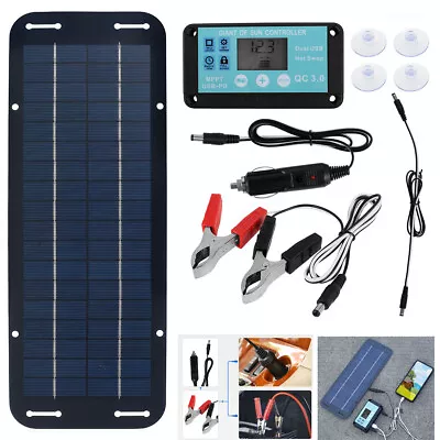 30W Solar Panel Kit Battery Charger Controller For Car Van Caravan Boat 12/24V • £13.91