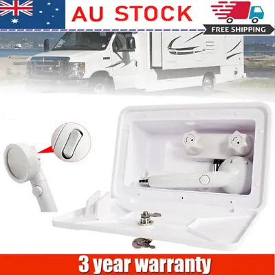 External Caravan RV Shower Box Kit Exterior Faucet Camper Trailer Boat White AU • $77.69