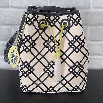 Spartina 449 Seven Oaks Milly Drawstring Bag Linen With Leather Details NWT • $115