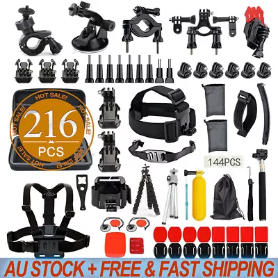 $32.95 • Buy 216pcs Accessories Pack Case GoPro 8 7 6 5 4+ Chest Head Monopod Float Mount AU