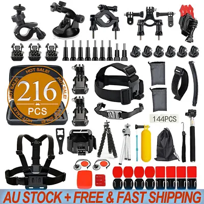 216pcs Accessories Pack Case GoPro 8 7 6 5 4+ Chest Head Monopod Float Mount AU • $32.95