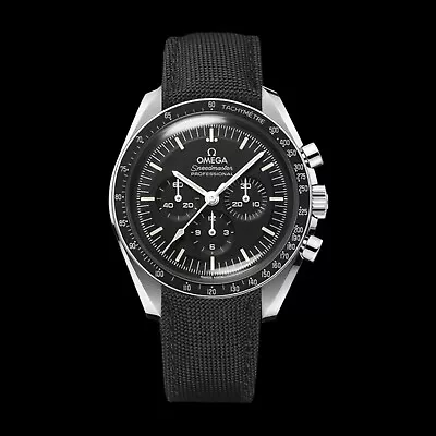 £65 • Buy Sailcloth Rubber Curved End Watch Strap Band For Omega Speedmaster Moonwatch