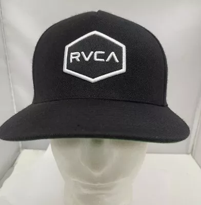 RVCA Mid Fit Black SnapBack Hat Cap Embroidered Adjustable Streetwear • $9