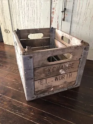 Rare Vintage Antique Wood Metal Milk Soda Beer Bottle Crate Box Fort Worth Texas • $99.99