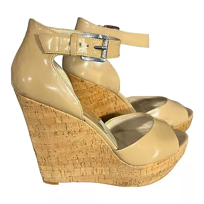 Michael Kors Womens Wedge Open Toe Shoes Tan Size 9M Summer Heels • $20