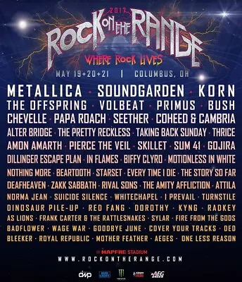 ROCK ON THE RANGE 2017 CONCERT TOUR POSTER -MetallicaSoundgardenKornOffspring • $18.18