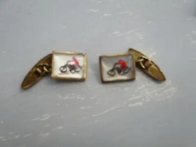 £18 • Buy VINTAGE SPEEDWAY BIKE CUFFLINKS 1930's TO 50's ERA REVERVED CUT LUCITE PICTURES