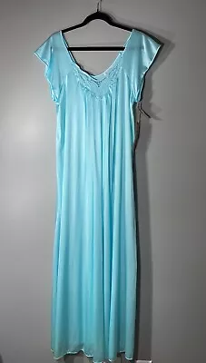 NWT Vintage Ladies Vanity Fair M Azure Mist Blue Made In USA Nylon Long Gown • $39