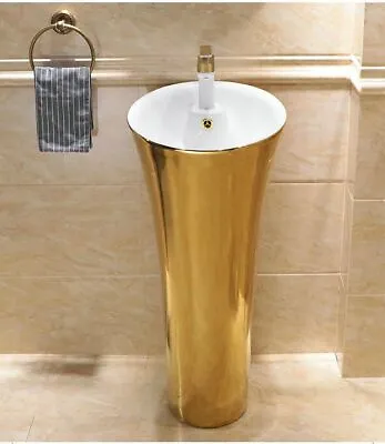Pedestal Sink Ceramic Bathroom Basin With Stand Two Color Single Hole Faucet 1Pc • $2887.99