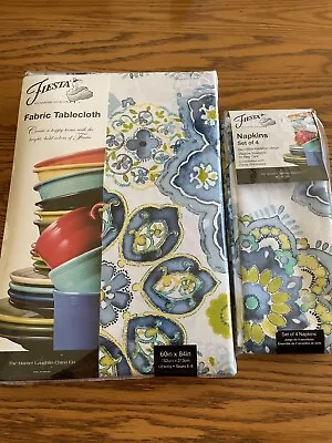 Fiesta Indoor  Tablecloth Blue Green Floral 60 X 84” New + Set Of 4 Napkins • $19.99