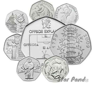 Rare 50p Coin Fifty Pence Kew Gardens Olympic Dinosaur Britannia Rabbit WWF EEC • £21.80