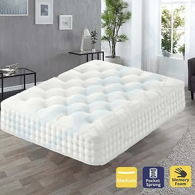 Luxury Memory Foam Pocket Sprung 3000 Mattress 3ft 4ft 4ft6 Double 5ft King Size • £139.99