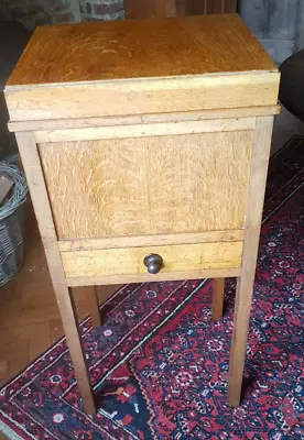 Vintage Oak Work Box Sewing Box Side Table • £45