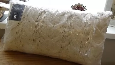   Cable Knit Throw Cushion Decorative Cream New • £8.99