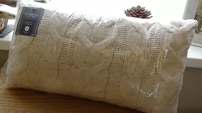  Fox & Ivy  Cable Knit Throw Cushion Decorative Cream New Tesco • £6.99