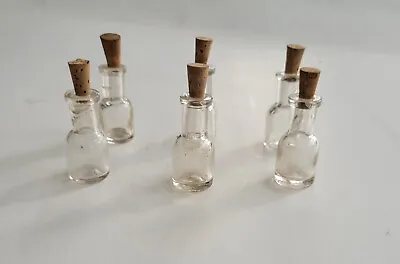 Vintage Medical Lab Bottles With Rolled Lip Tops And Cork Stoppers  • $14.99