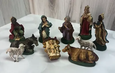 Vintage Nativity Set Christmas Manger Scene Figurines Made In Italy W/Box Set 10 • $52.87