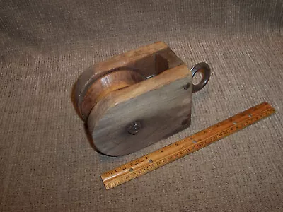 Old Wooden Barn Pulley Vintage Primitive Farm Hay Mow Tool • $14.99