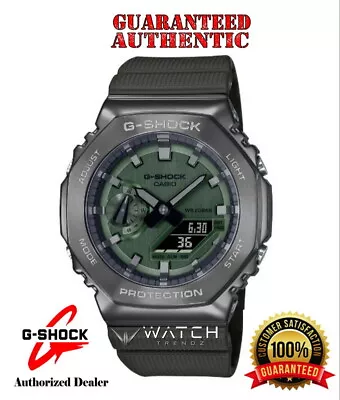 Casio G-Shock GM2100B-3A Dark Gray Stainless Steel IP Bezel Green Band Watch • $199