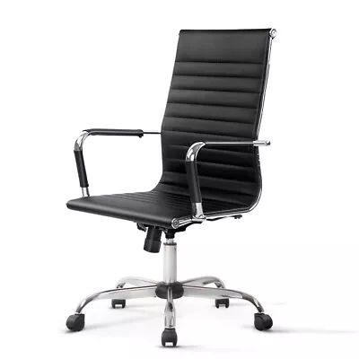 Artiss Office Chair Computer Desk Gaming Chairs PU Leather High Back Black • $116.95