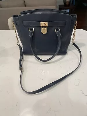 Michael Kors Hamilton Handbag Large Navy Blue • $125