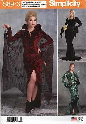 Simplicity S8973 Morticia Adams Elvira Vampire Sz 14-22 COSTUME Sewing Pattern • $11.95