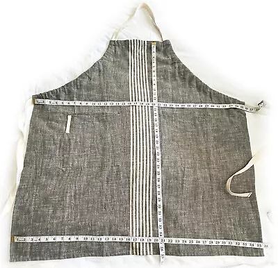 IKEA MARIATHERES Unisex Apron Gray Natural Stripe Cotton Linen Blend 35x36 NWOT • $24.99