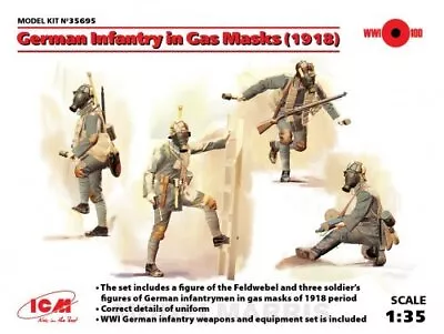 1/35 German Infantry IN Gas Masks (1918) (4 Figures) ICM 35695 • $25.48