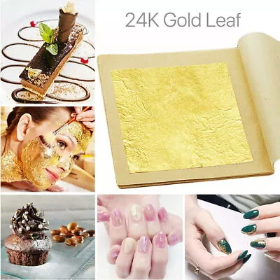 10-50X Pure 24k Gold Leaf Sheet Book Food Edible Decorating Art Craft 4.3*4.3cm • $20.99