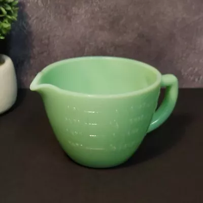 JADEITE DEPRESSION STYLE GLASS 2 CUP MEASURING CUP & MIXING BOWL Vintage Dish • $26.95