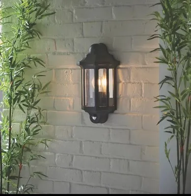 LAP Outdoor Half Lantern Wall Light With PIR Sensor Satin Black IP44 LED • £18.99