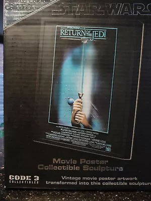 Star Wars Code 3 Movie Poster Collectible Sculpture Return Of The Jedi Unused • £179.99