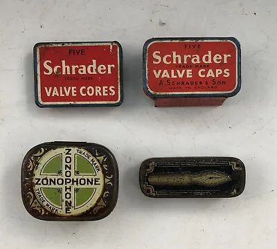 Small Vintage Tins Collection - 2 Schrader Valve Cores Monophone And Nib Tin • $22.40