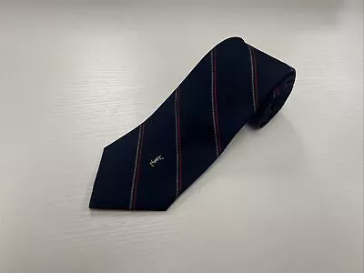 VINTAGE Yves Saint Laurent Men's Navy Blue & Red Striped Silk Neck Tie $215 • $30.02