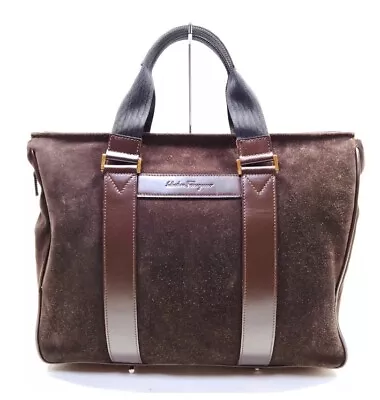 Ferragamo Tote Men’s / Women’s Brown Suede Leather Excellent Condition • $98