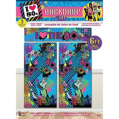 Rubies 1980's 80s Backdrop Set 6ft Party Decoration Social Media • £7.19