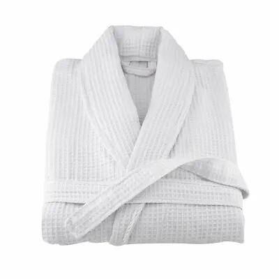 100% Cotton Bath Robe Dressing Gown Waffle Sleepwear Bathrobe Nightgown • £14.84
