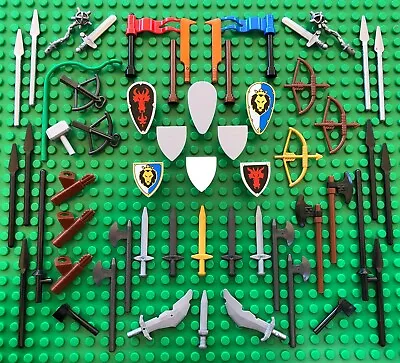 Lego NEW CASTLE WEAPON SPARES Knights Spear Shield Gold Sword Shield Kingdoms • $47.49