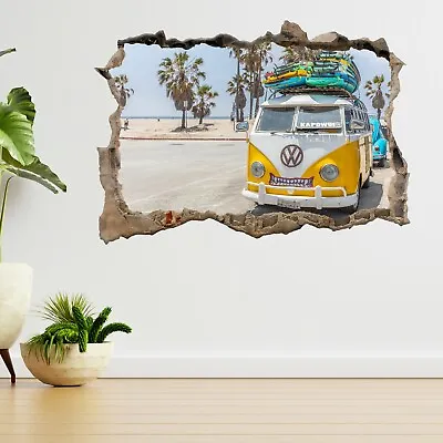 £39.99 • Buy Surf Board Sunny Spring VW Camper 3d Smashed View Wall Sticker Poster Decal A456