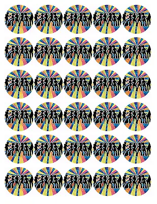 30x 4cm DISCO PREMIUM EDIBLE ICING CAKE TOPPERS BIRTHDAY 70s FEVER D1 • £7.37