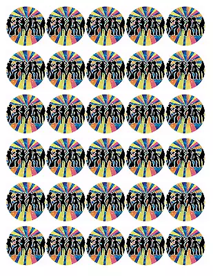 30x 4cm DISCO PREMIUM EDIBLE ICING CAKE TOPPERS BIRTHDAY 70s FEVER D1 • £10.37