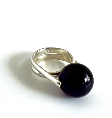 Vintage Sterling Silver 950 Purple Marble Ball Ring Size 7 • $59.99