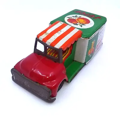 1950’s Ichimura Litho Juice Delivery Truck-Friction Tin Toy-Made In Japan-(Marx) • $40